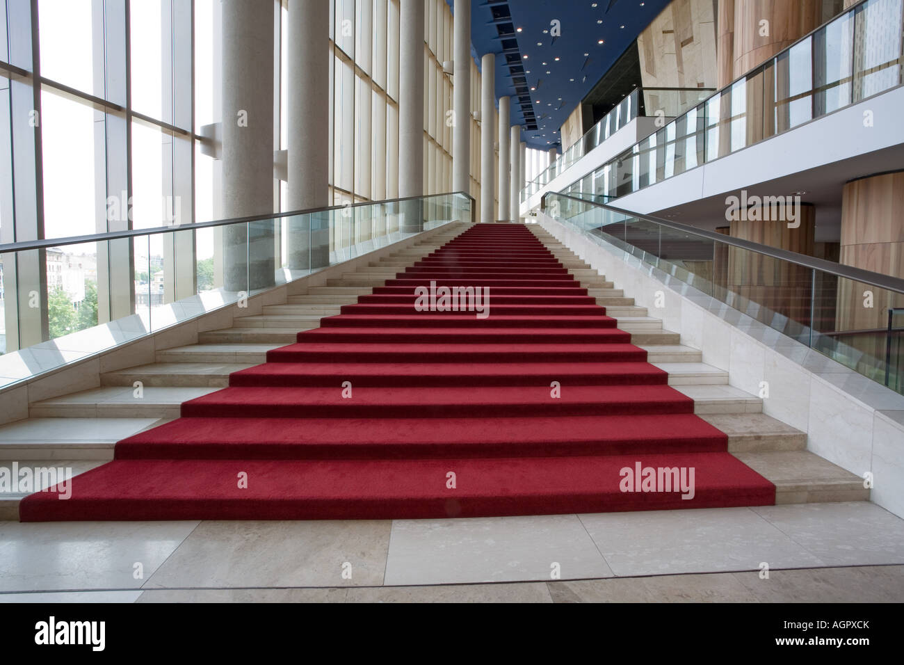 big marble stairs with red velvet Stock Photo