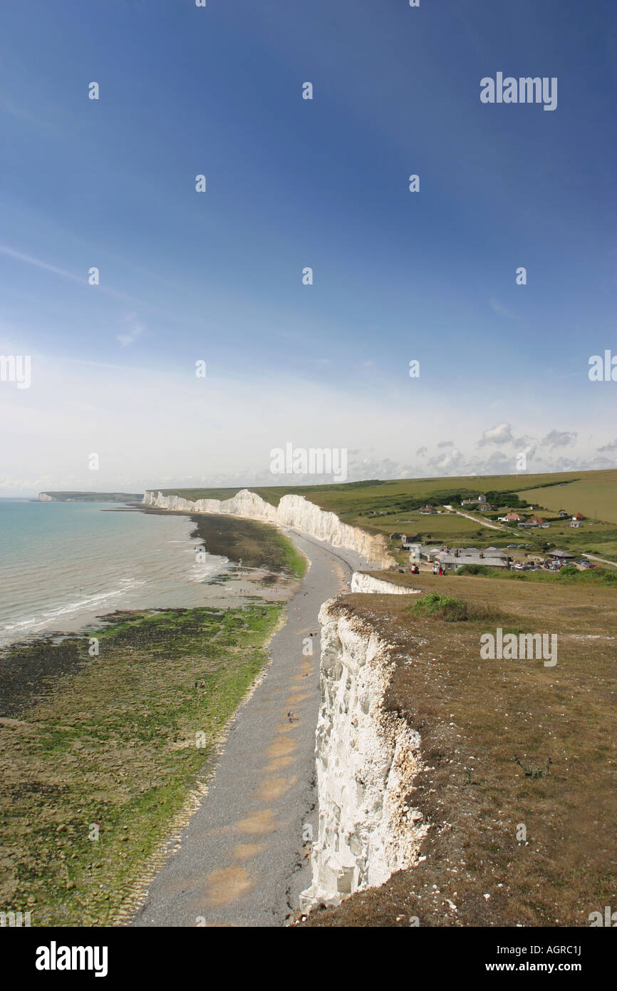 White cliffs Beachy Head and Seven Sisters England UK Stock Photo