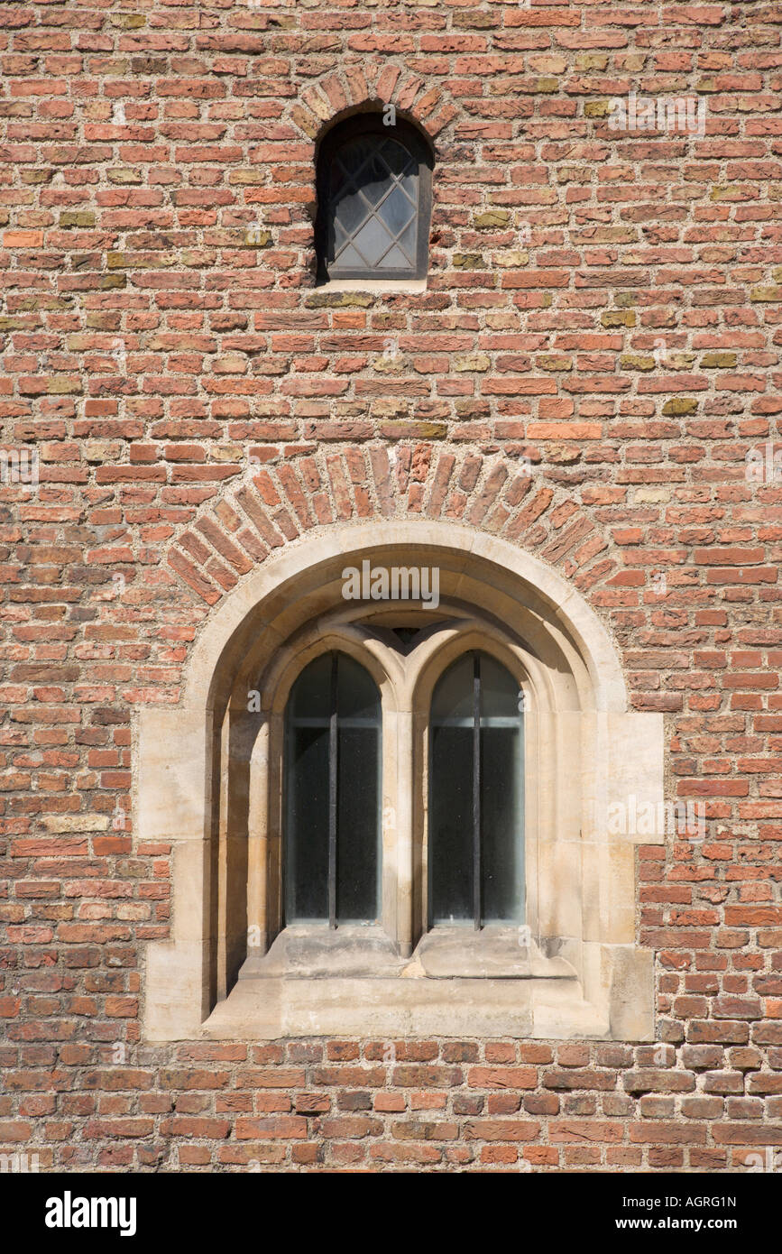 Brickwork windows arches and mullions Silver Street Queen s College Cambridge Cambridgeshire England Stock Photo