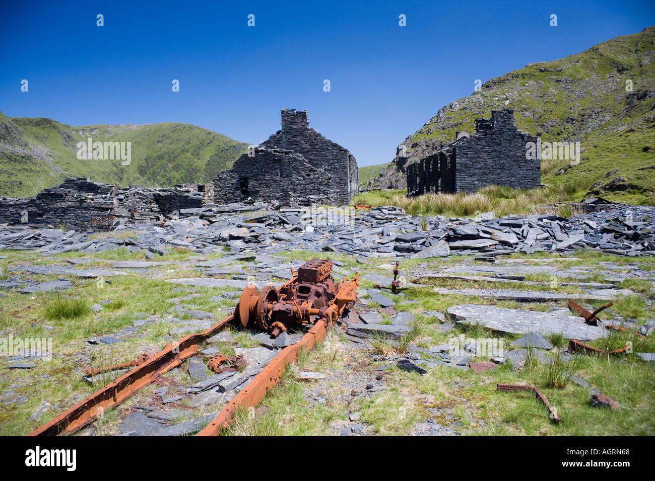 Abandoned Slate Quarry above Blaenau Ffestiniog from the path to Knicht