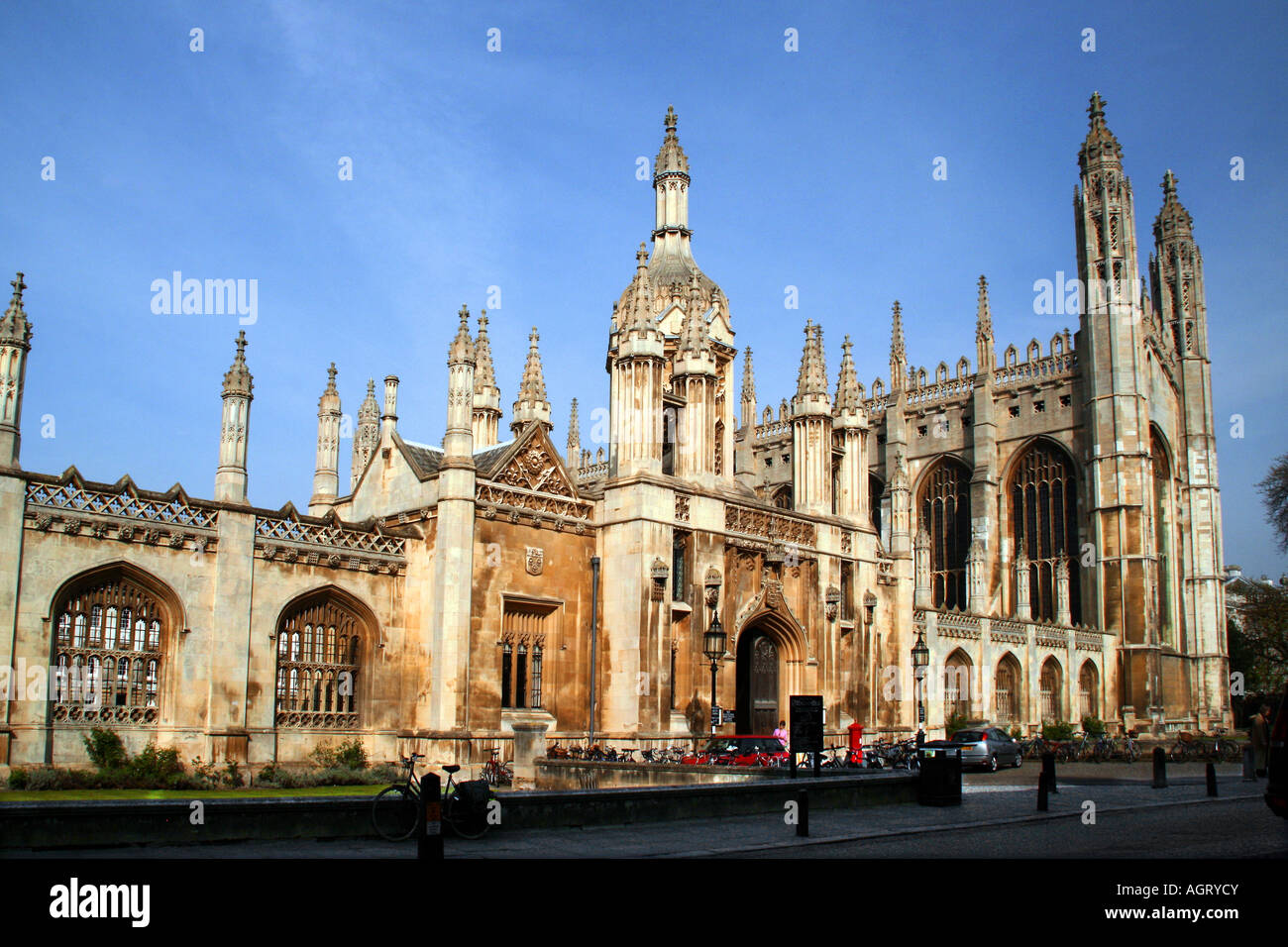 Entrance Gateway to Kings College and Chapel on Kings Parade Cambridge UK Stock Photo