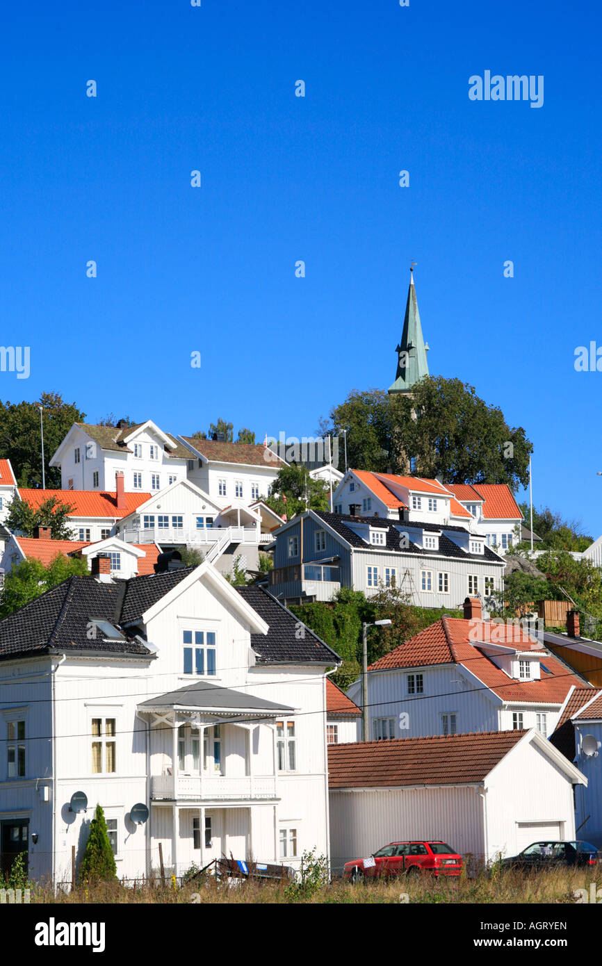 colourful wooden houses in Arendal in the South of Norway Stock Photo