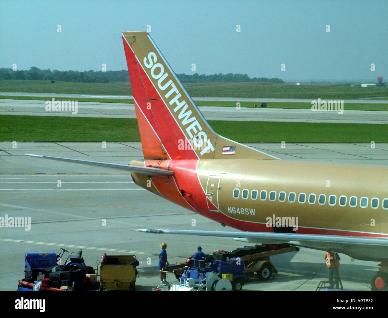 Tail plane of a Southwest Airlines aircraft at Atlanta Hartsfield Jackson International Airport USA Stock Photo