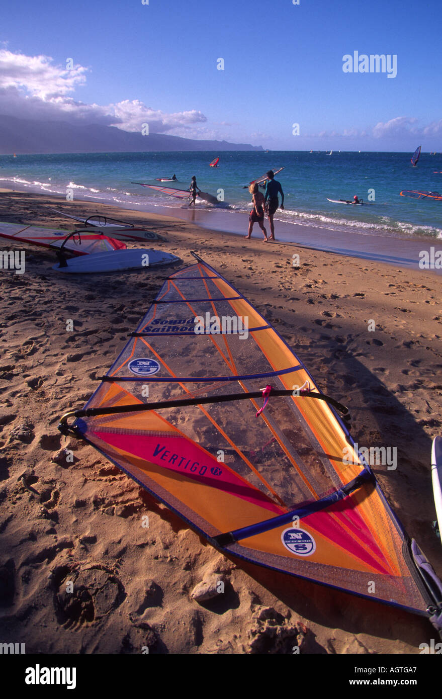 Windsurfing Kanaha Beach Park Maui Hawaii Stock Photo Alamy