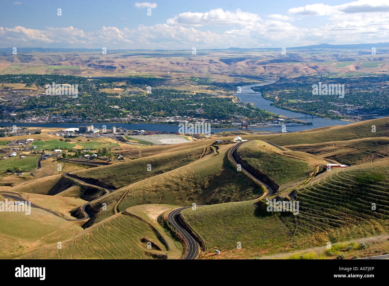 A view of Lewiston Idaho and Pullman Washington at the confluence of
