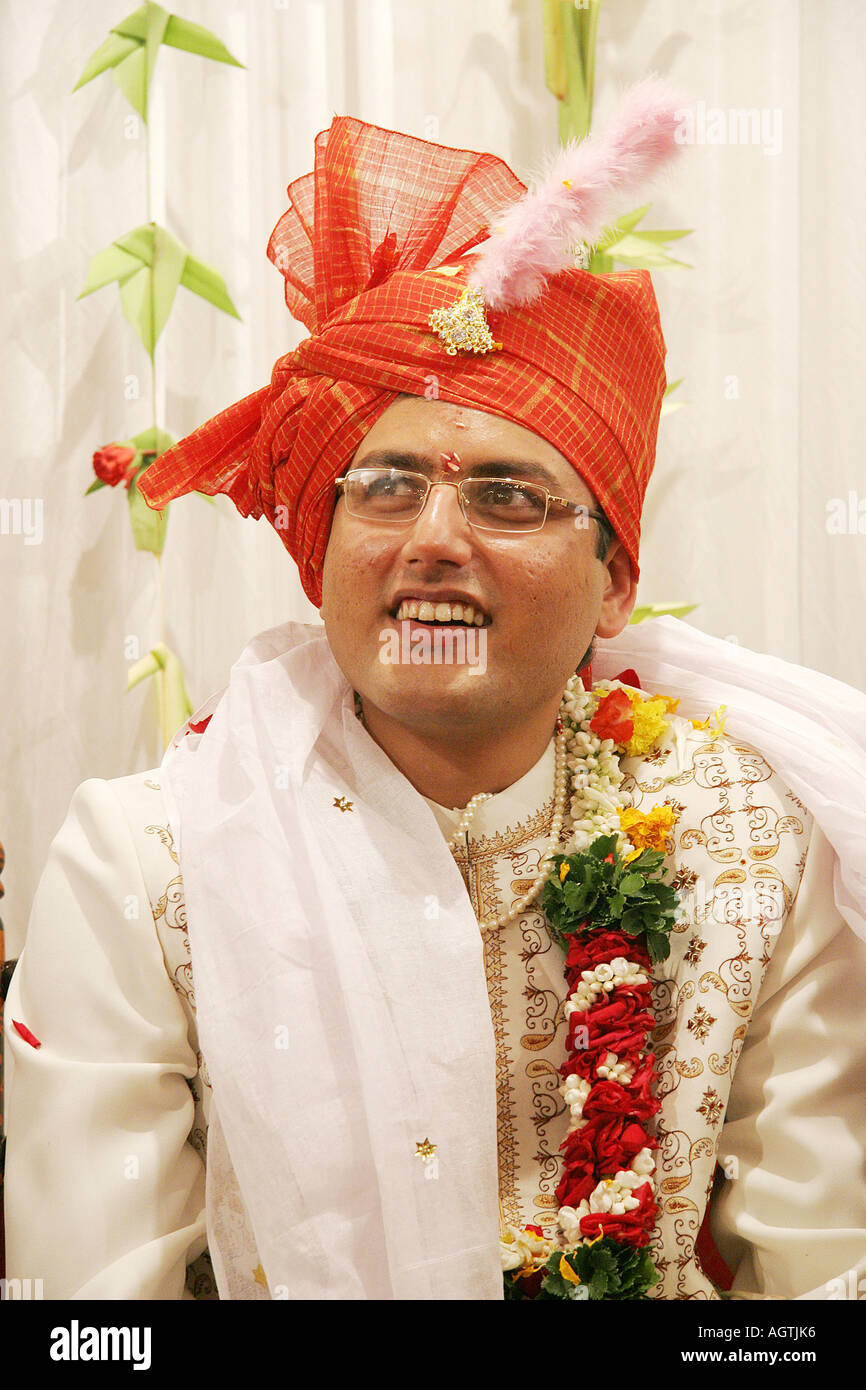 SSK79526 Happy Indian Gujarati Bridegroom on his wedding day Model Release 667 Stock Photo