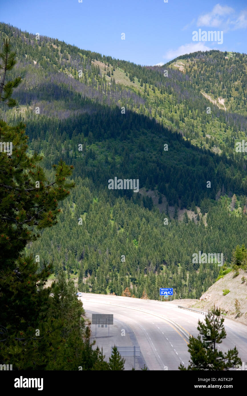 Interstate 90 Lookout Pass between Idaho and Montana borders Stock