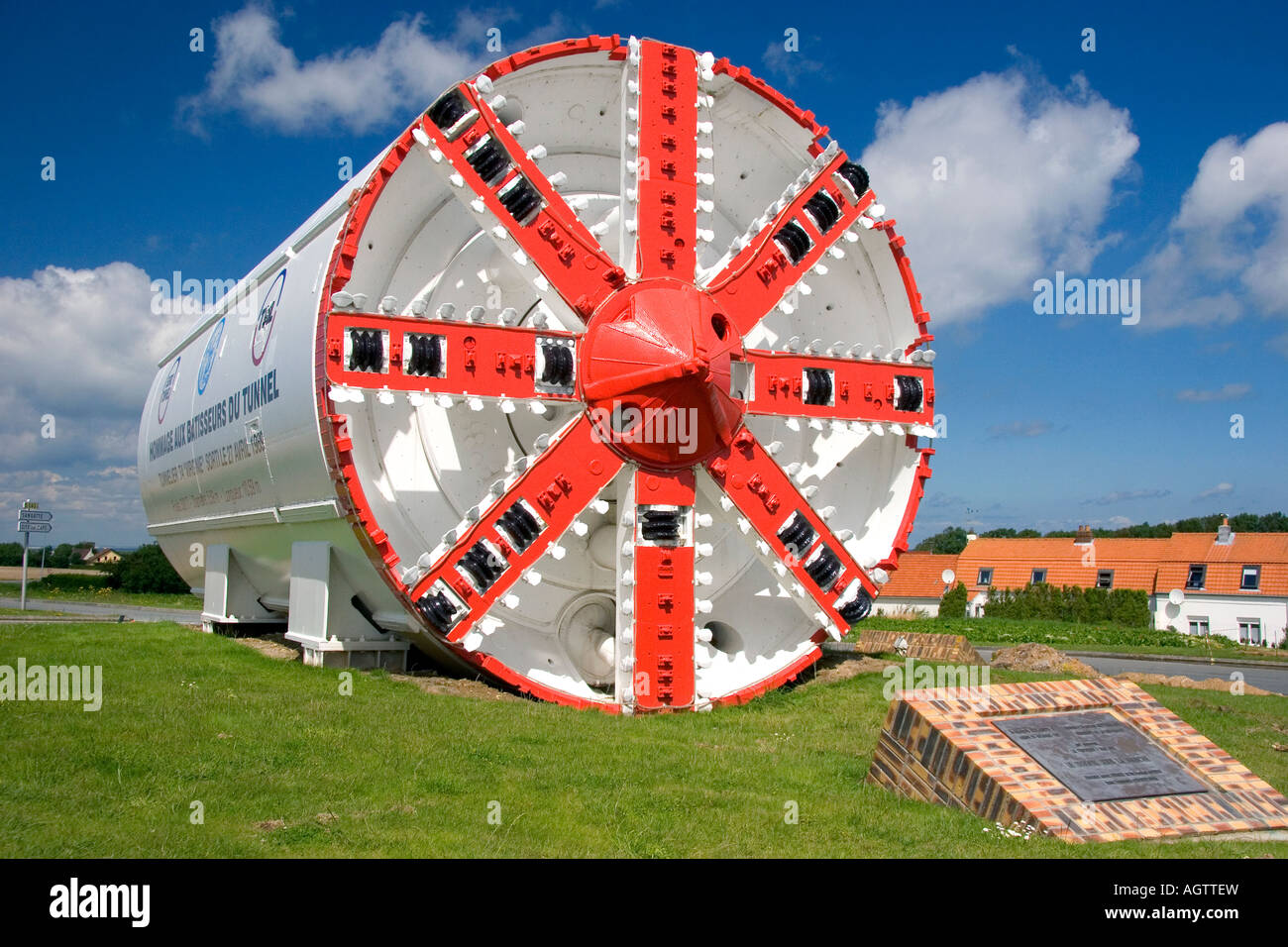 A large boring machine used to cut the tunnel for the Chunnel at Calais in the the department of Pas de Calais France Stock Photo