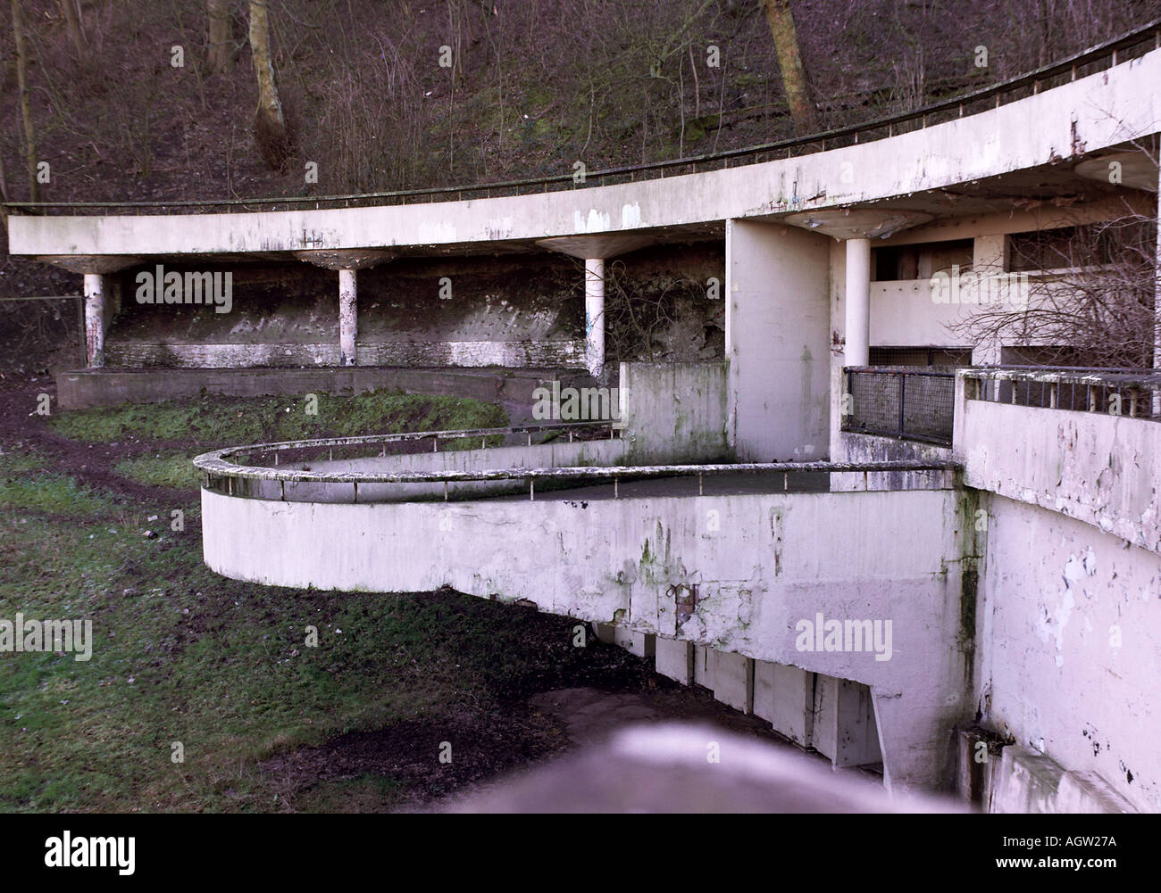 Abandoned bear pit at Dudley zoo designed by Russian architect Berthold