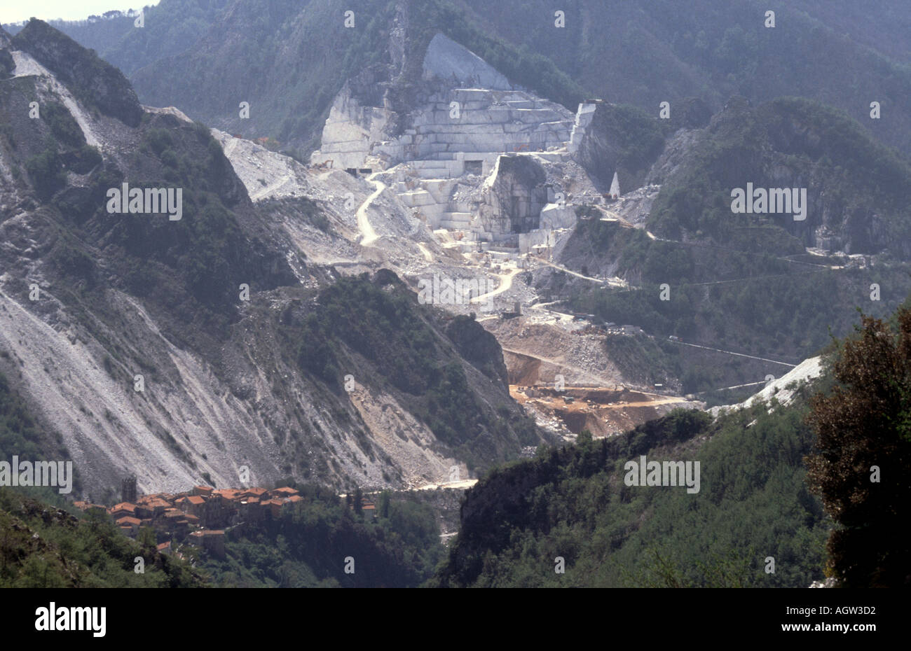 Tuscany mountains of the Carrara marble Quarries Italy Stock Photo