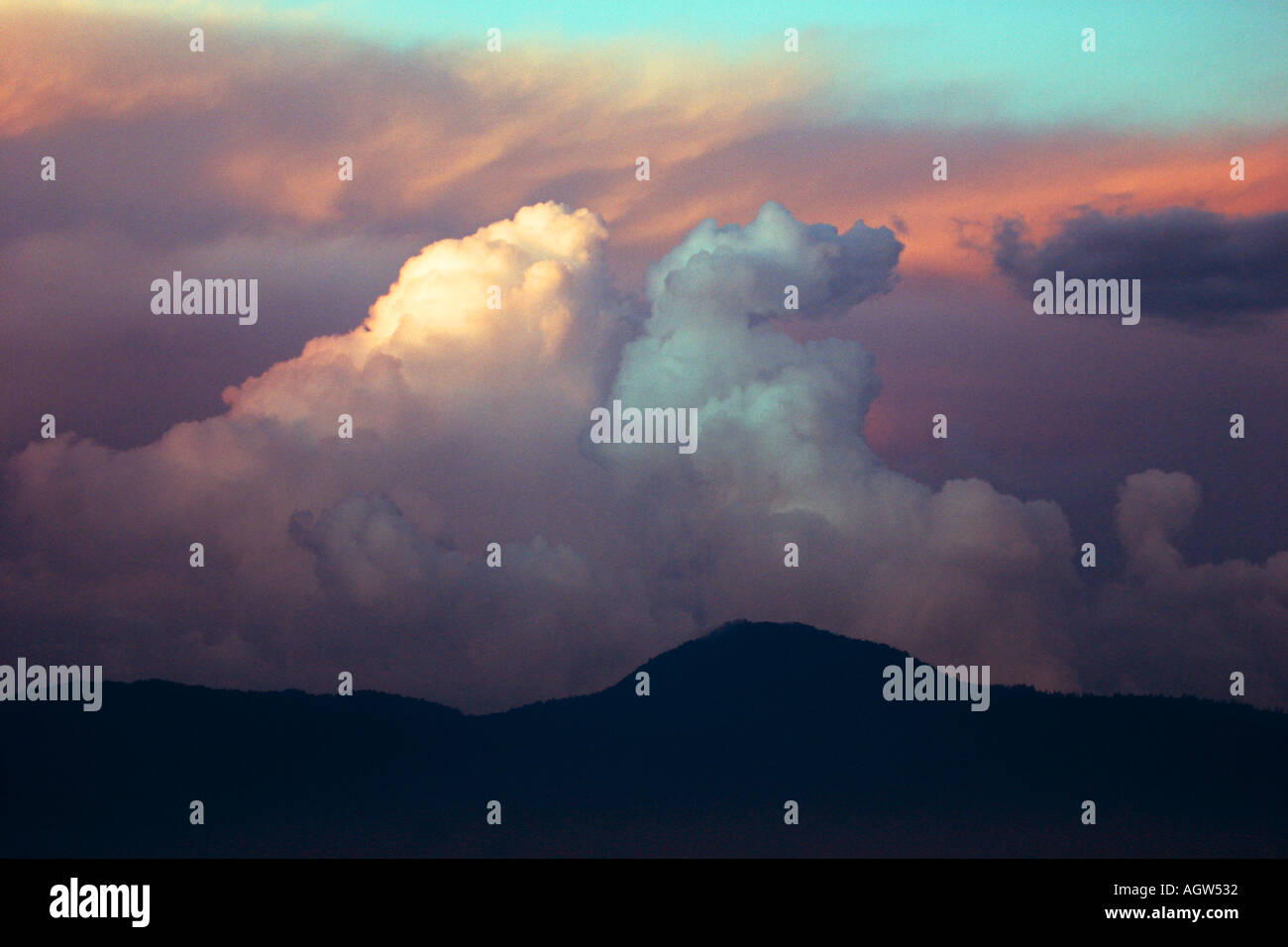 Monsoon clouds in the kathmandu valley in eye catching formation Stock Photo