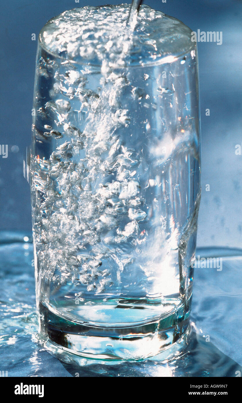 Tumbler with water / Trinkglas mit Wasser Stock Photo