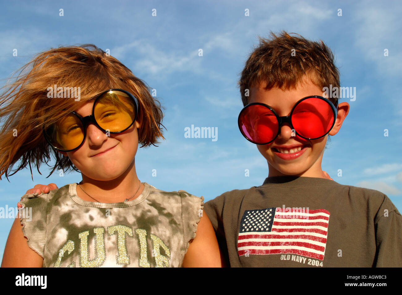 Kids with Funny Sunglasses Stock Photo Alamy