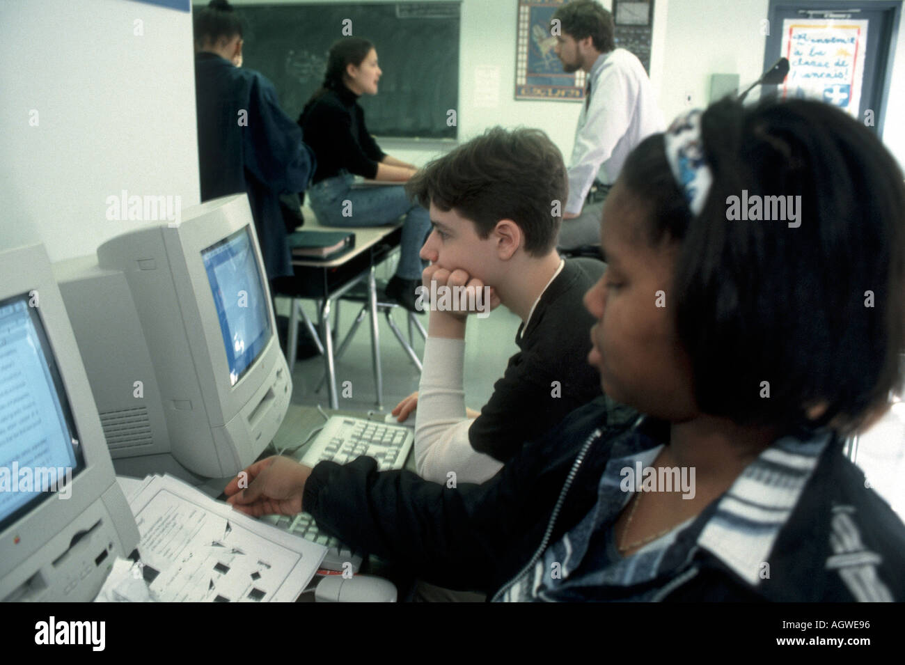 Students at the Manhattan Village High School in a computer lab Stock Photo Alamy