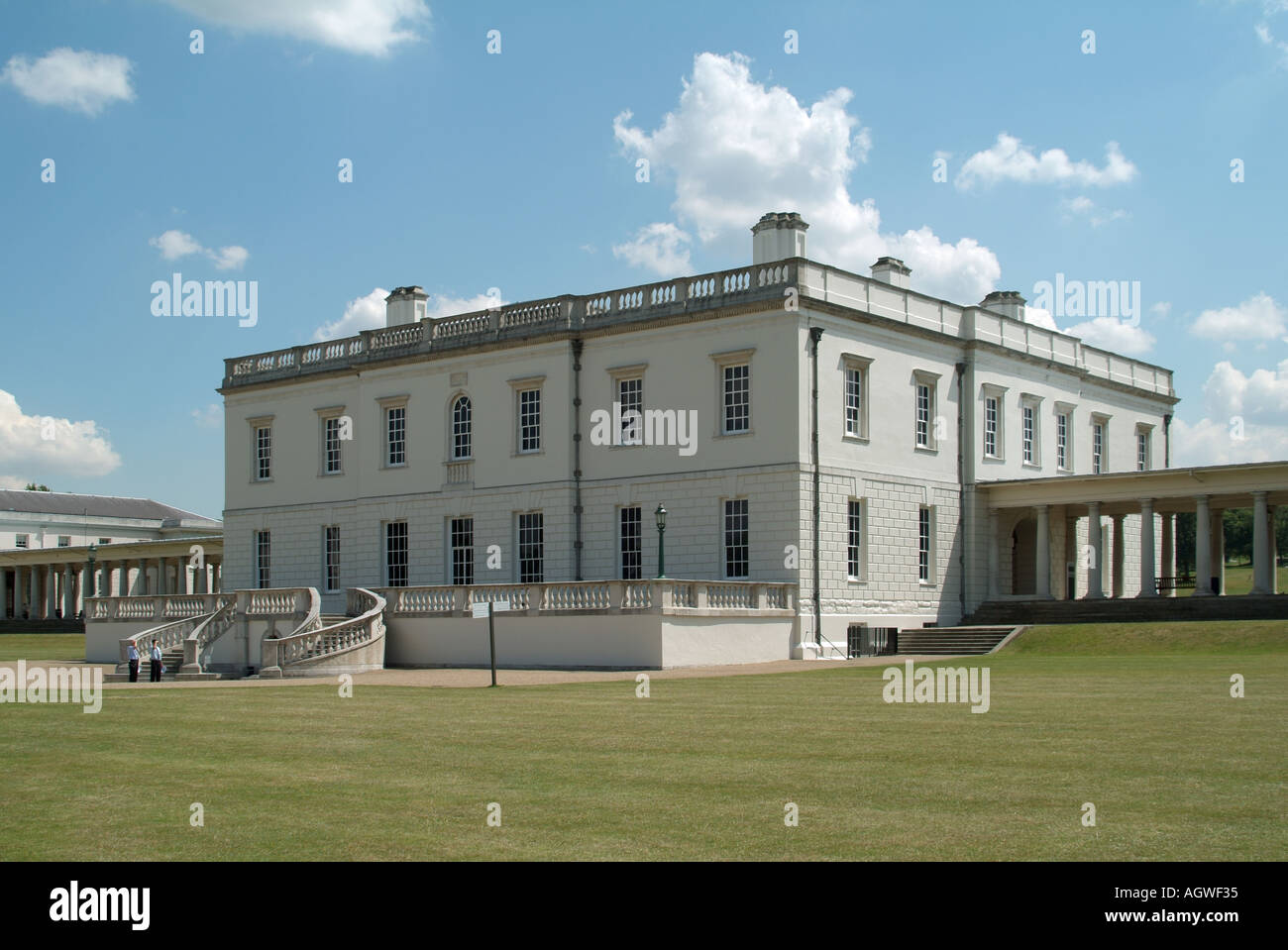 Historical famous Queen's House Inigo Jones' masterpiece & first Classical building in UK part of Royal Museums in Greenwich Park London England UK Stock Photo