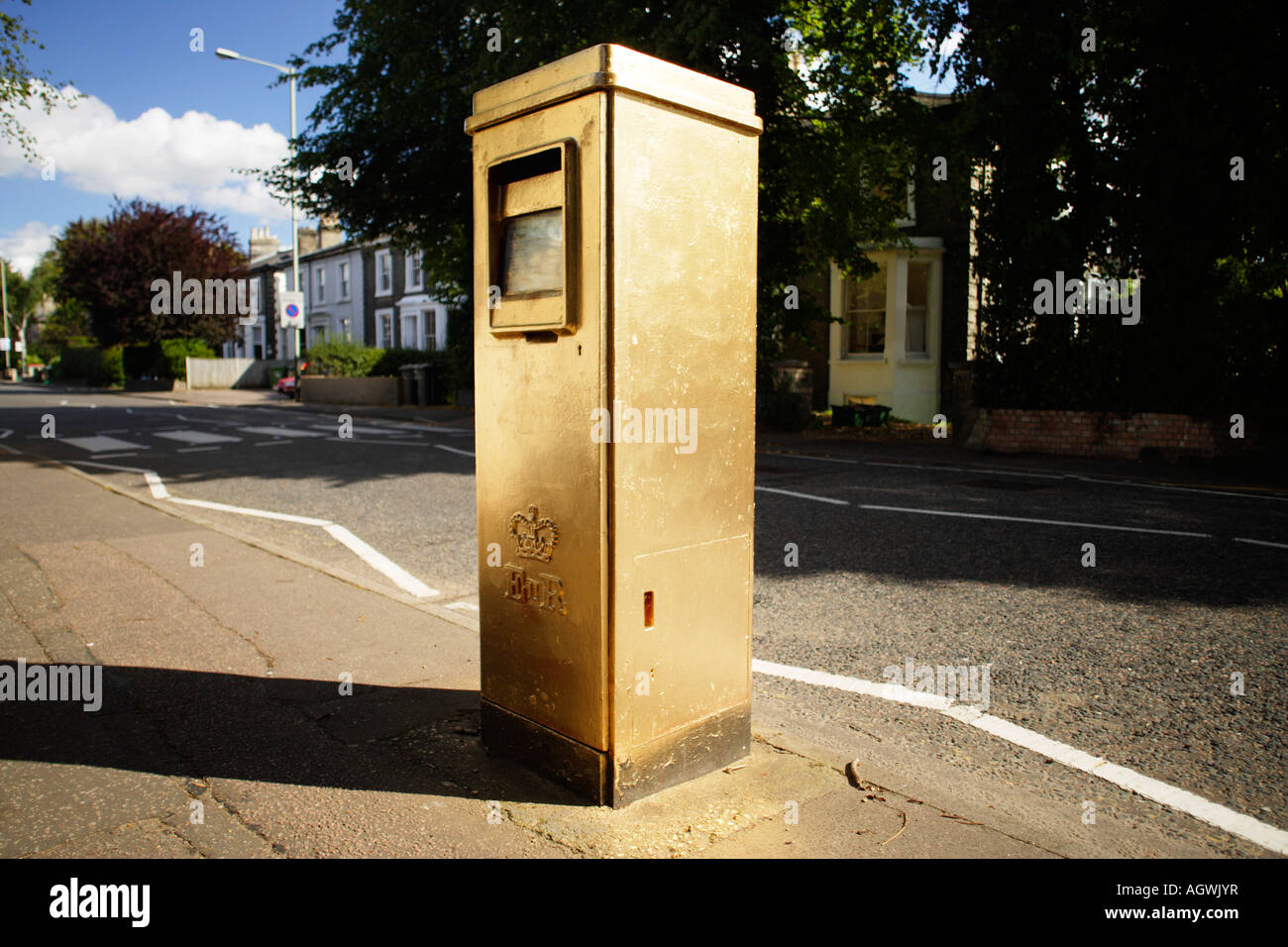 Pillar Box Painted Gold, Norwich, UK Stock Photo Alamy