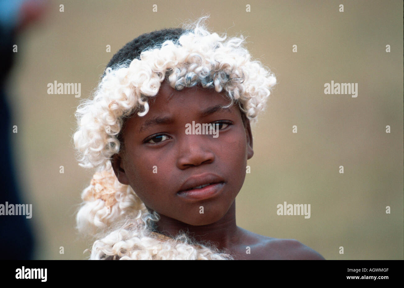 Young Zulu dancer / Junger Zulu-Taenzer Stock Photo