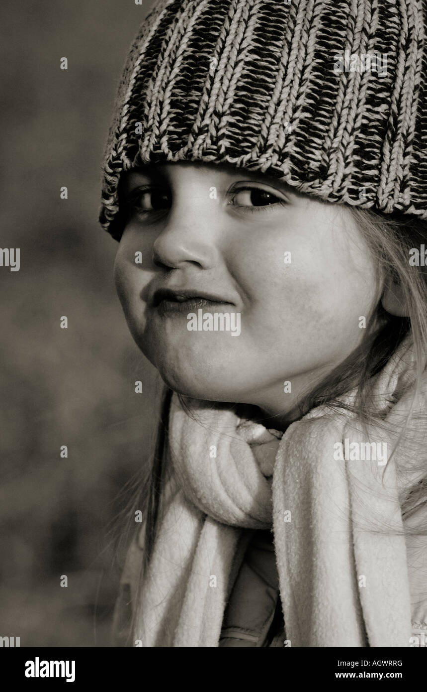 black and white portrait of a cute little girl Stock Photo - Alamy