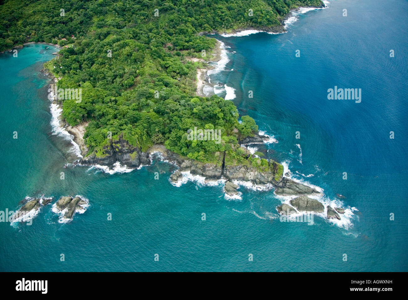 Flying me down the coast to Acandi to get my next plane The rugged Colombian caribbean coastline Stock Photo
