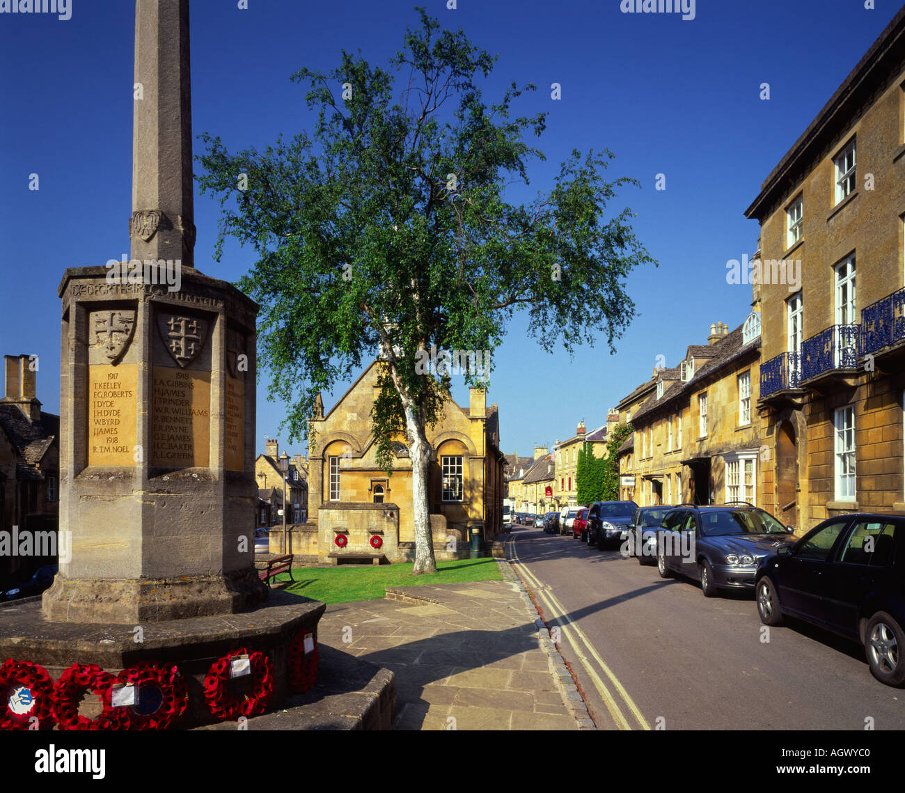 the village War Memorial Chipping Campden the Cotswolds Gloucestershire England UK Stock Photo