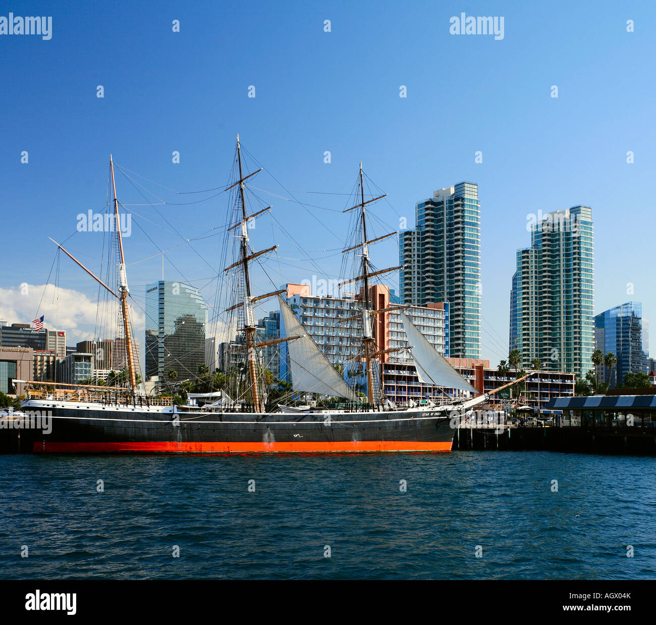 Star of India, built in 1863 as Euterpe. Loacated in San Diego, California, USA. Stock Photo