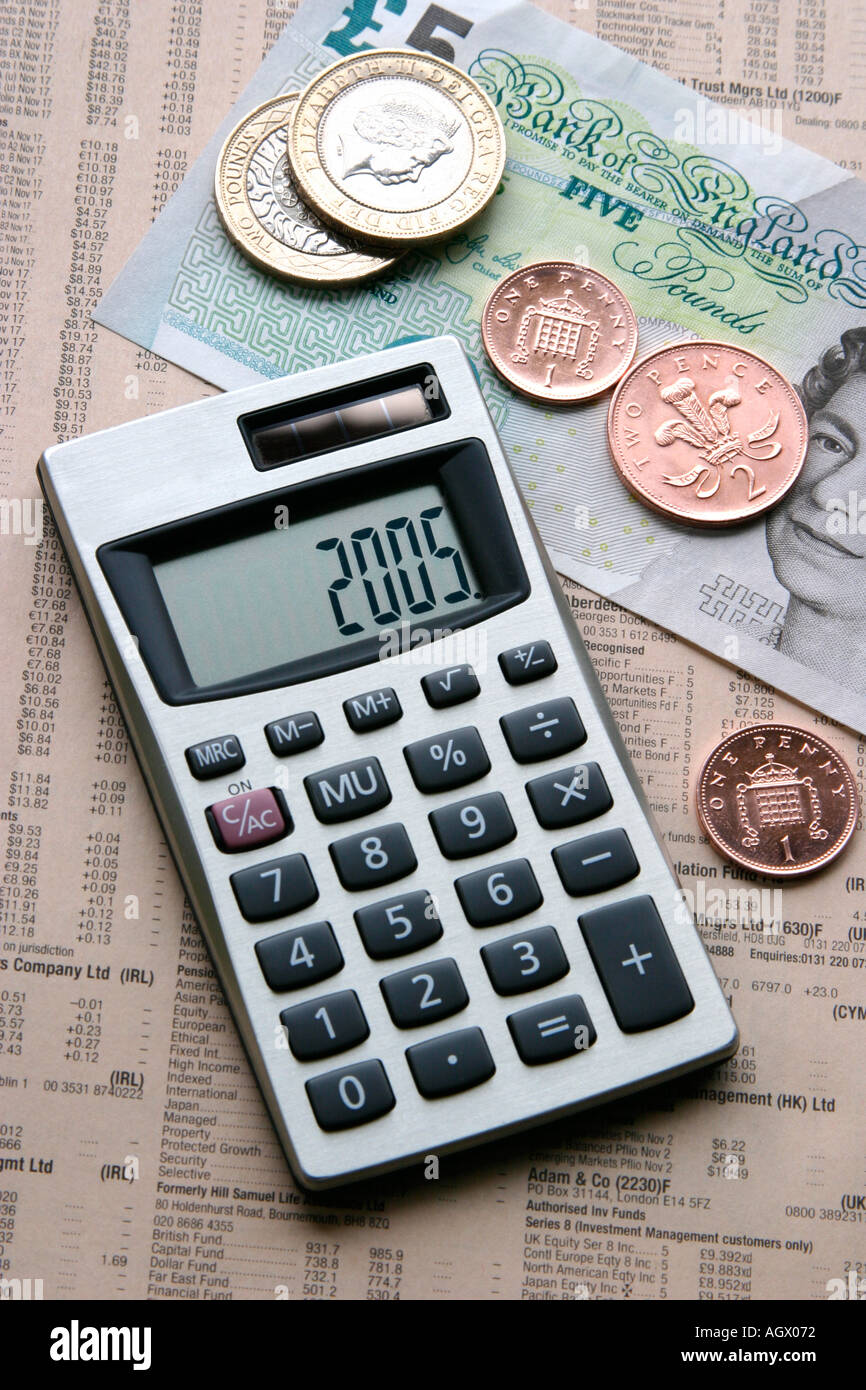Calculator and Money Stock Photo Alamy