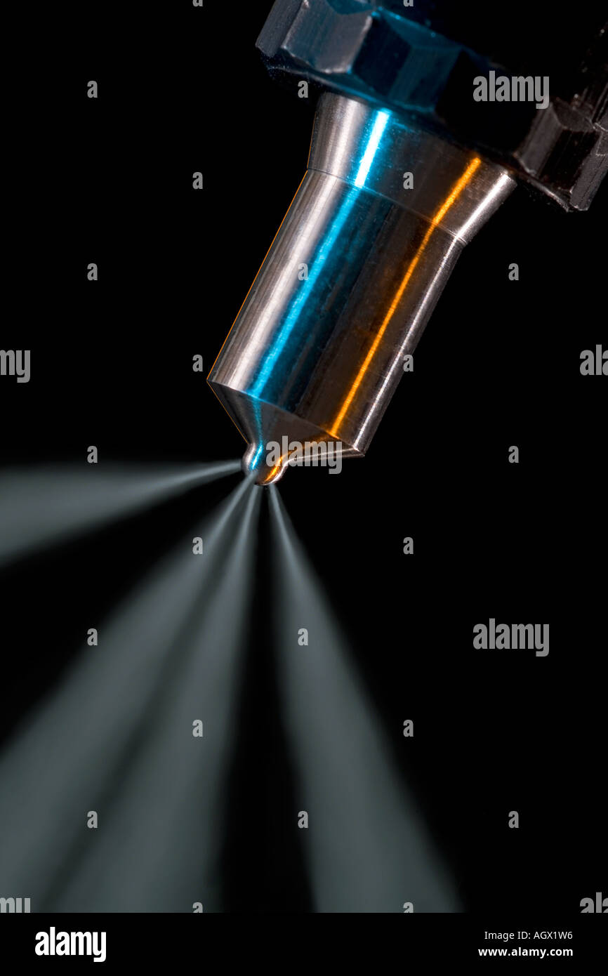 Side view of spray from a diesel engine fuel injector Stock Photo - Alamy