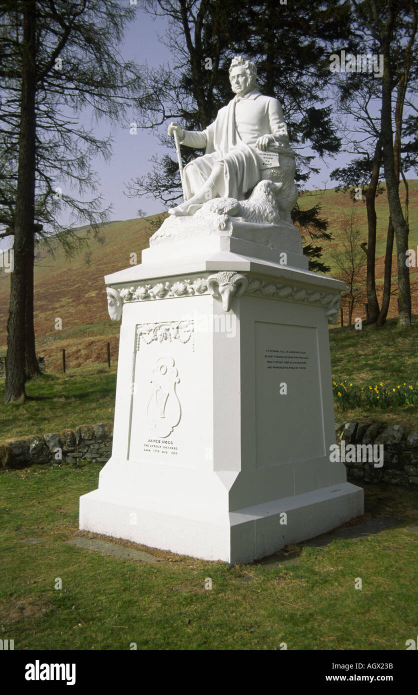 Scottish Borders Memorial Statue to James Hogg at St Marys Loch Stock Photo