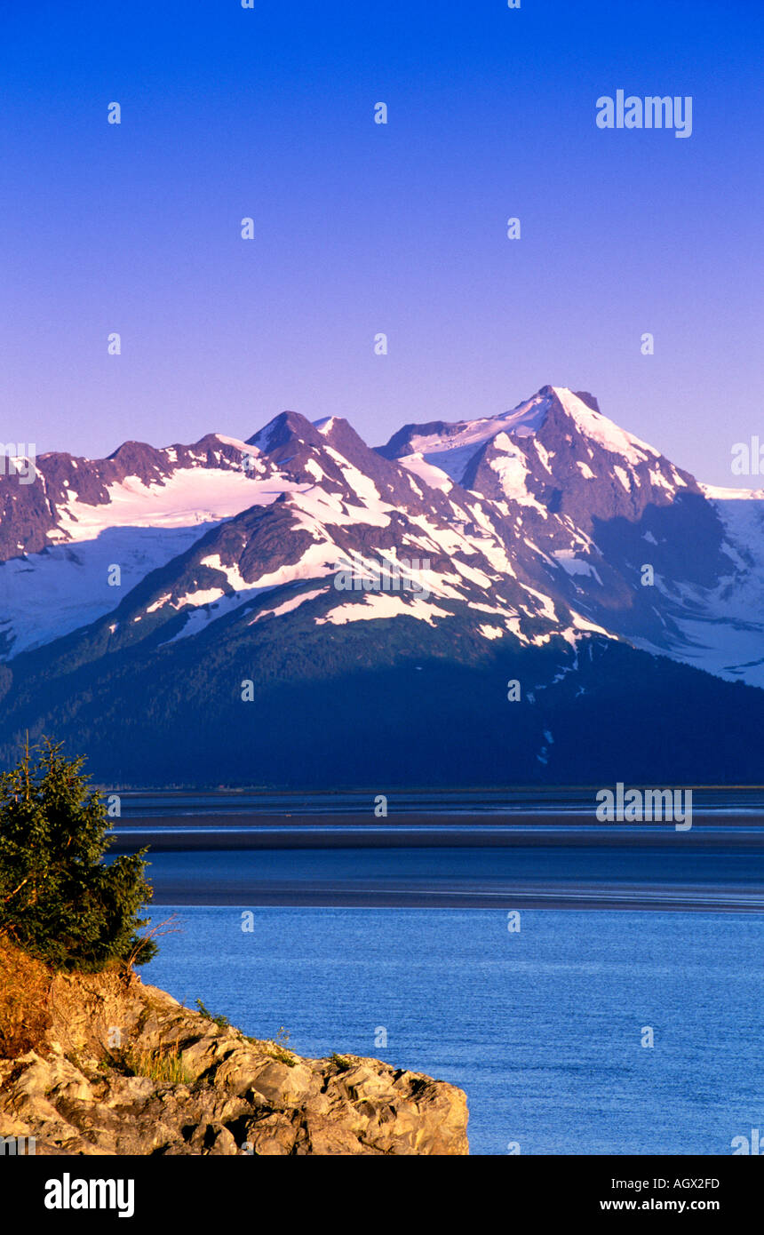 USA Alaska Kenai Mountains and the Turnagain Arm near Girdwood and Alyeska Resort Stock Photo