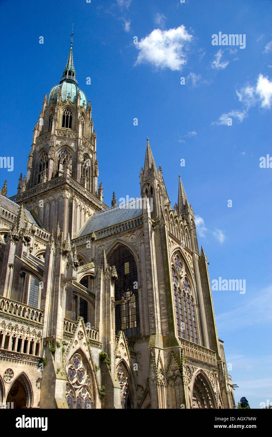 The Bayeux Cathedral in the commune of Bayeux in the region of Basse ...