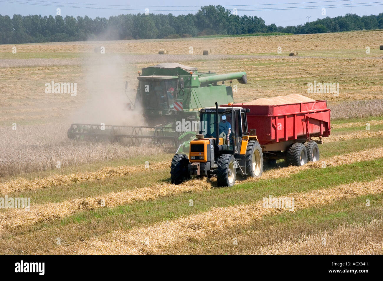 Wheat harvest near Vervins in the region of Picardie France Stock Photo