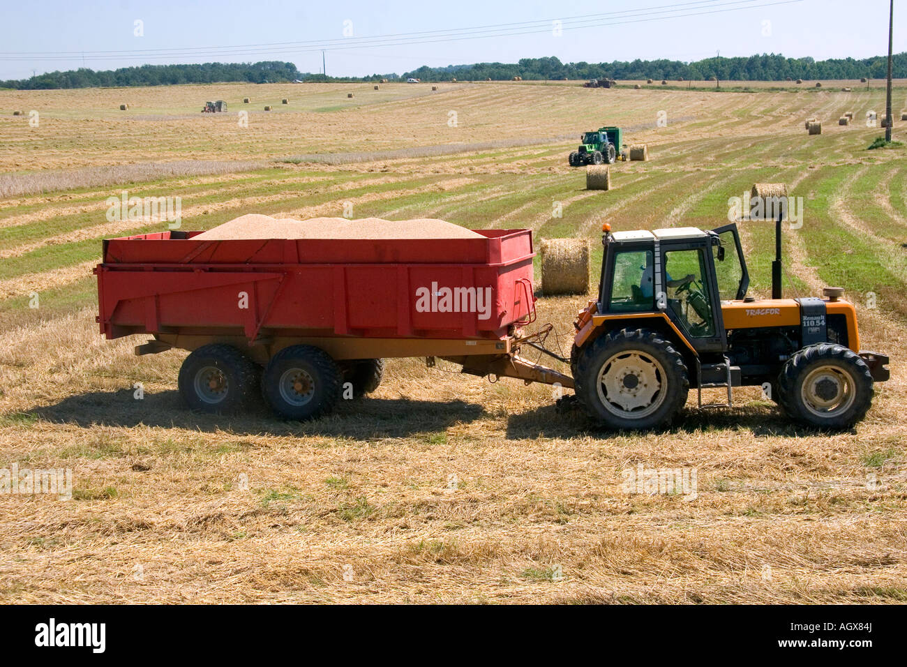 Wheat harvest near Vervins in the region of Picardie France Stock Photo