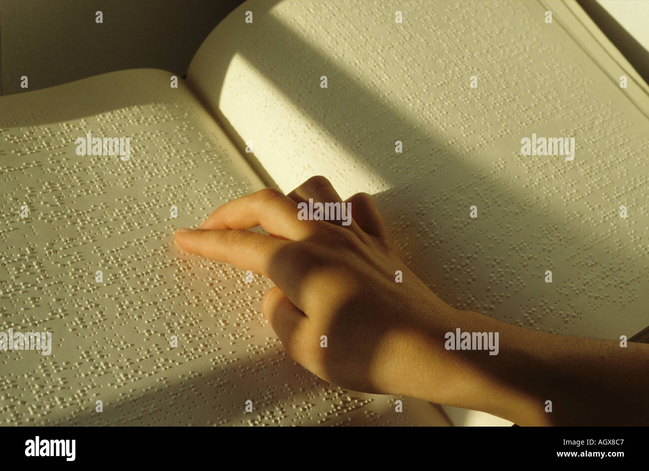 Blind reading Braille book Stock Photo