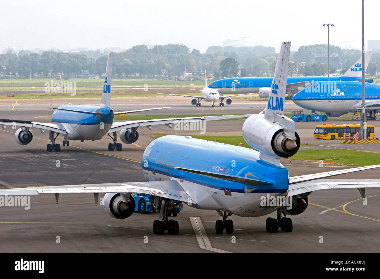 KLM airplanes at the Schiphol Airport in Amsterdam Netherlands Stock Photo