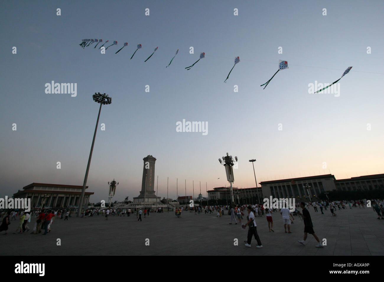 Fly a kite in Tiananmen square Beijing China August 2007 Stock Photo