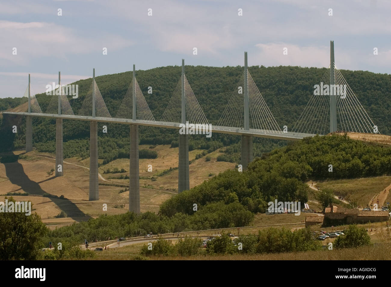 France Midi-Pyrenees Millau Autoroute Viaduct Stock Photo