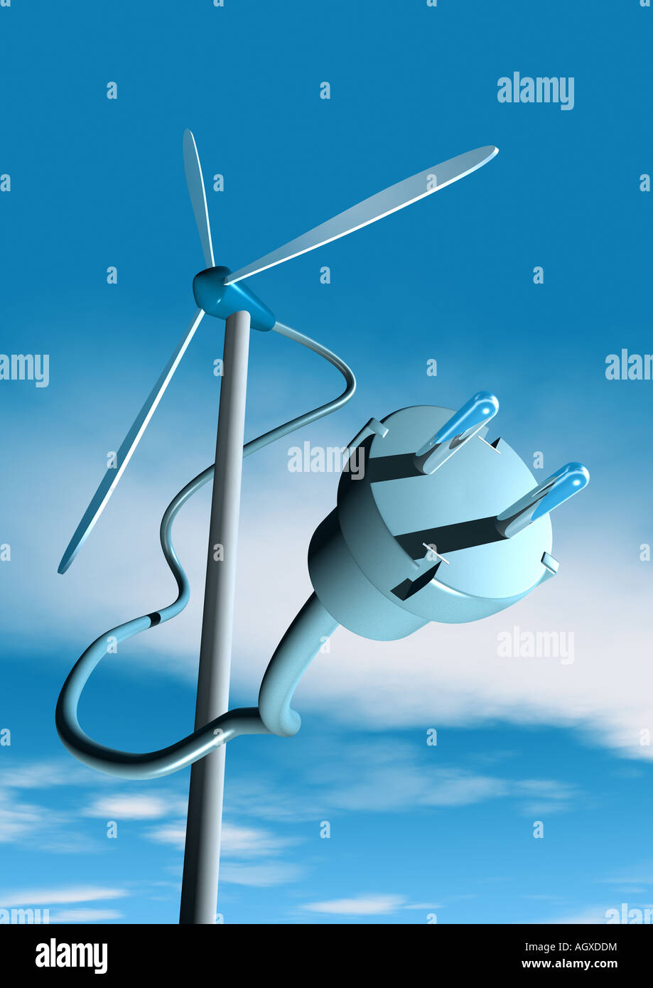 windmill power plug Windkraftanlage Stecker Stock Photo