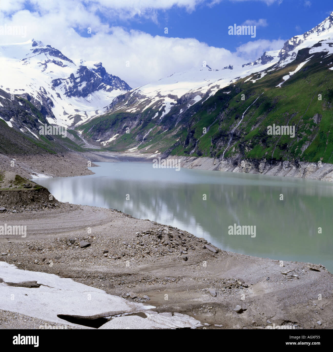 Kaprun Glacier, Austria, with Mooserboden lake Stock Photo