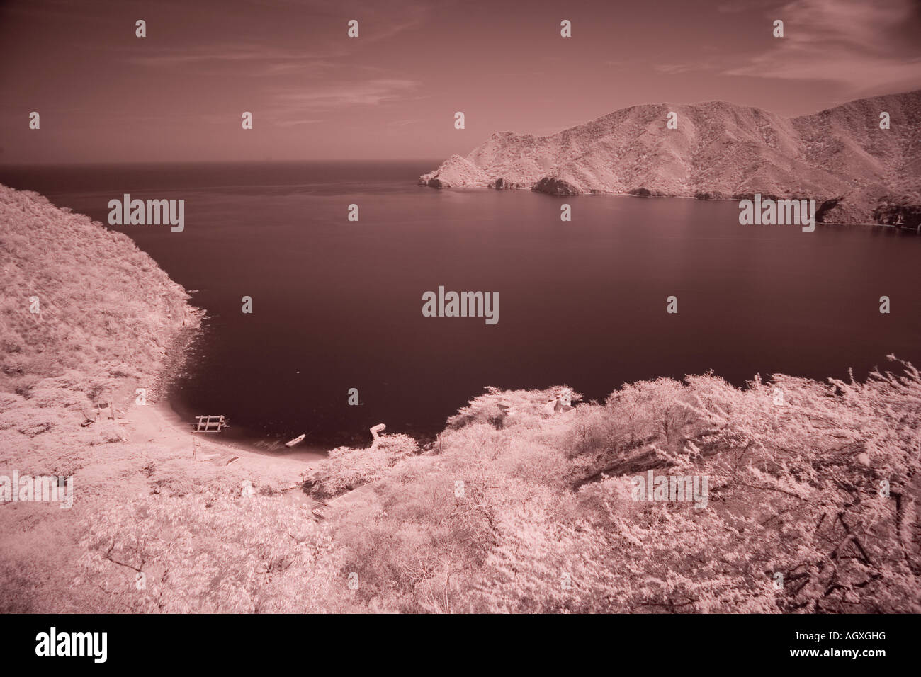 Infrared of Taganga beach Stock Photo