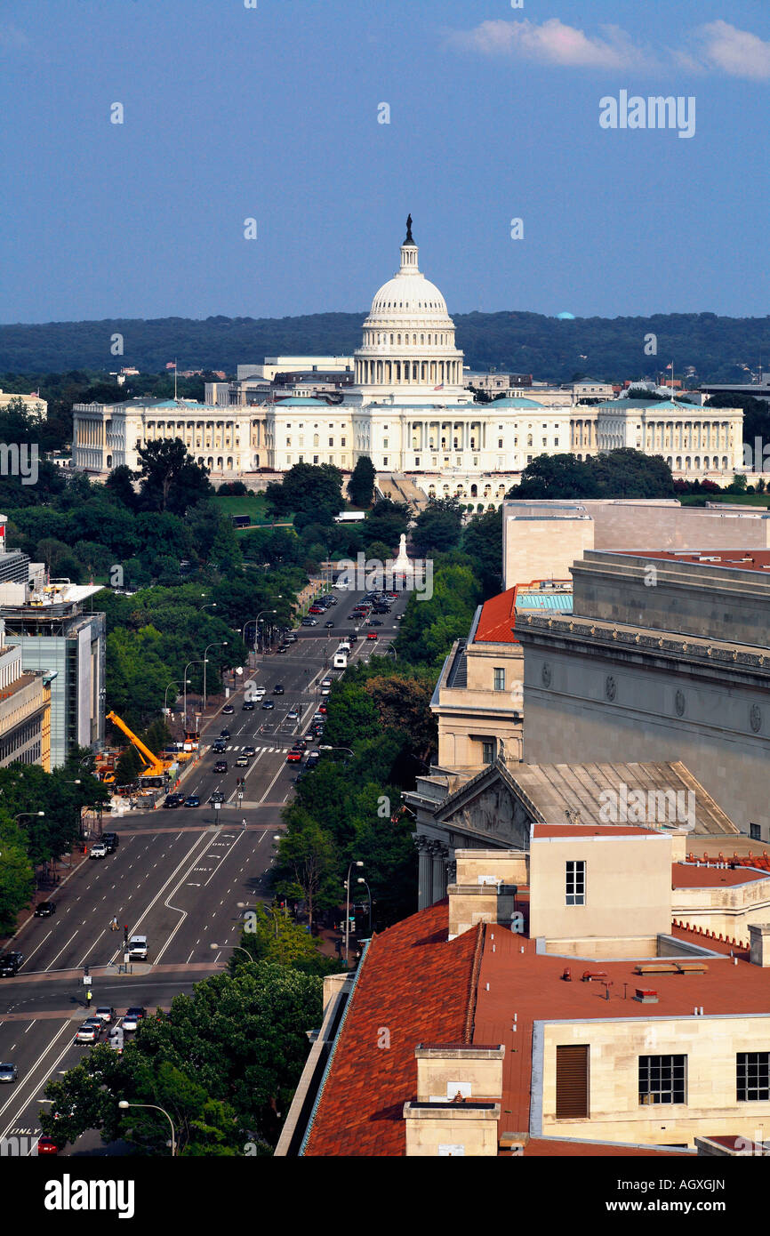 Pennsylvania avenue and the Capitol building in Washington DC Stock Photo