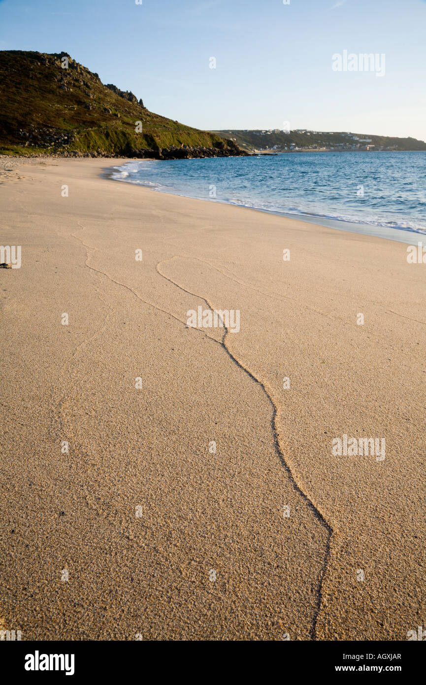 Gwynver beach looking towards Sennen Cove Cornwall Stock Photo