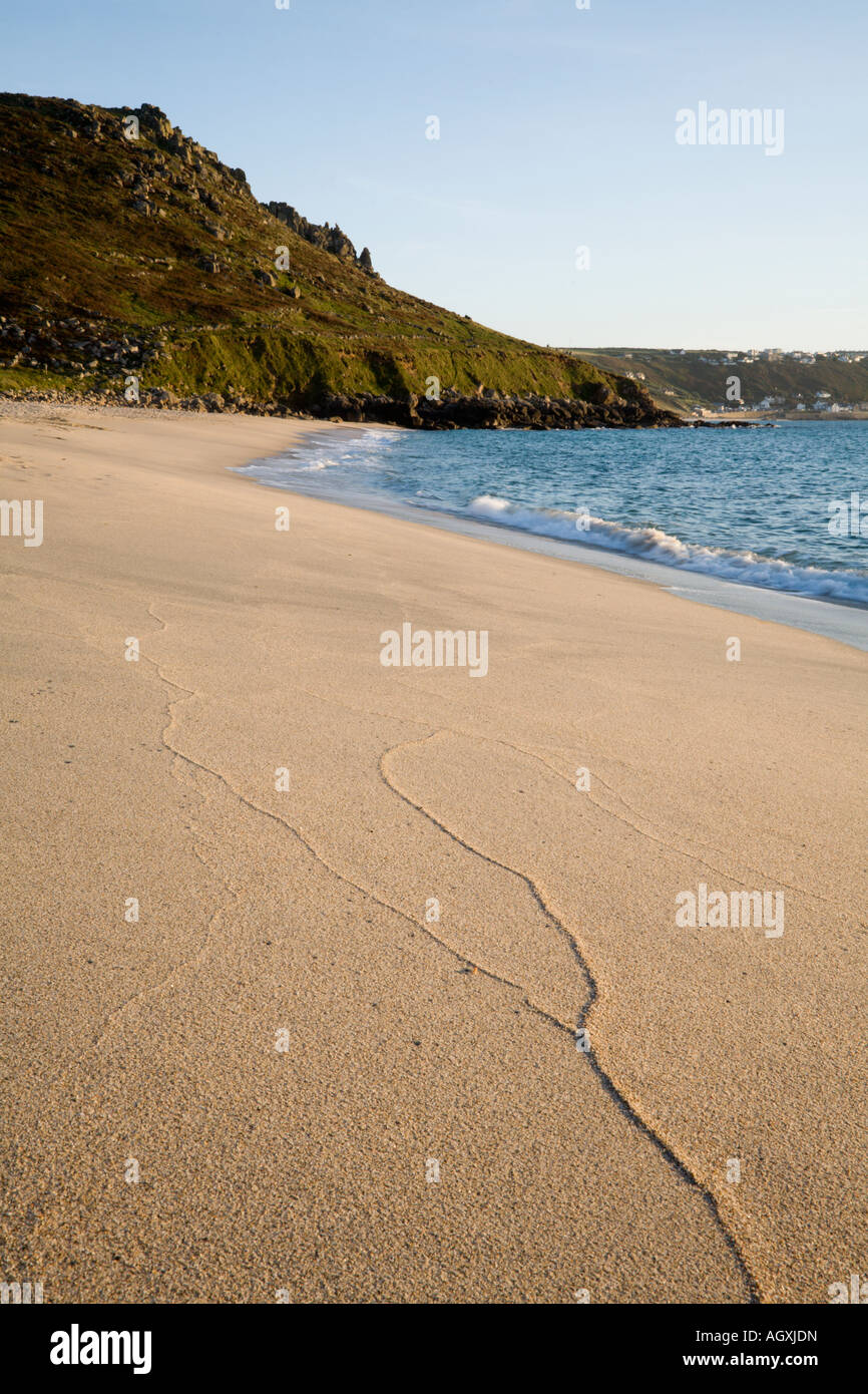 Gwynver beach looking towards Sennen Cove Cornwall Stock Photo