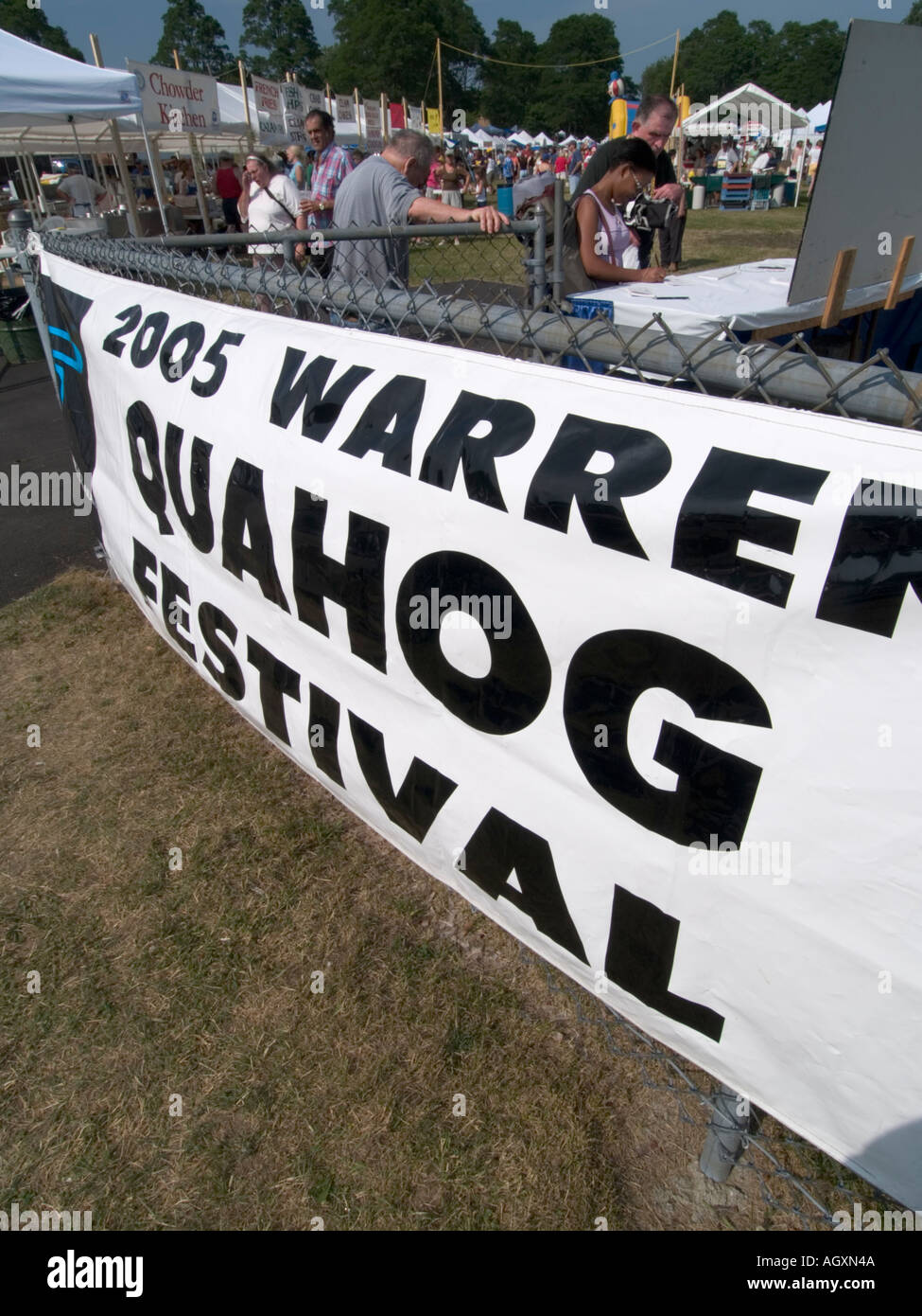 Entry signs for the Rotary club's Warren Quahog festival a community