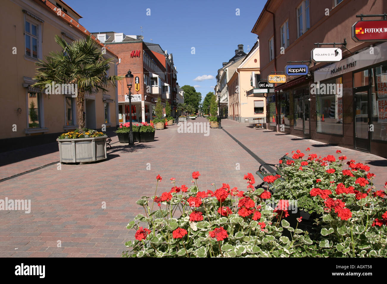 Main street in central Nyköping Stock Photo