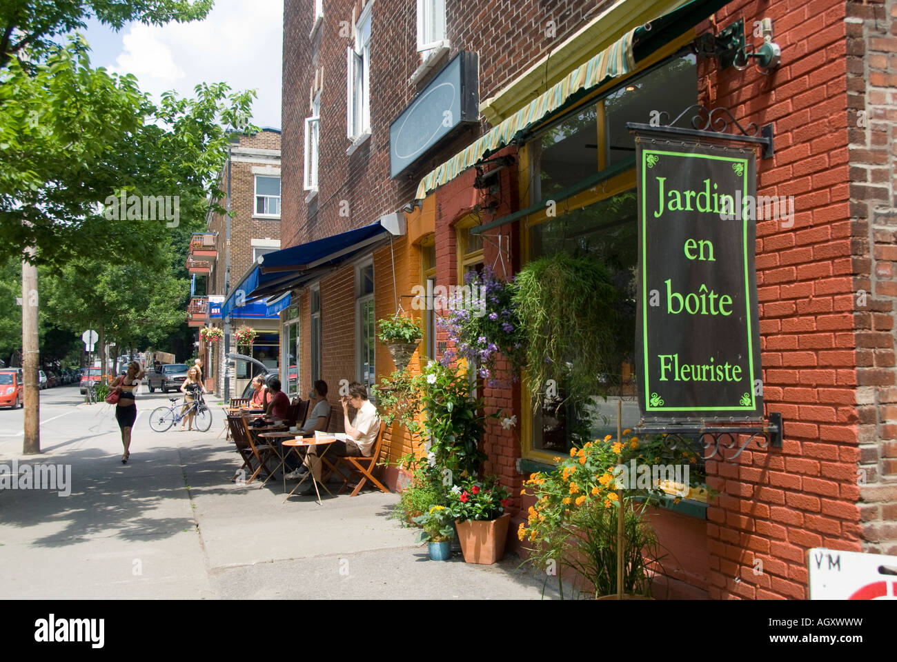 Canada Montreal Quebec People enjoying coffee at open air cafe in