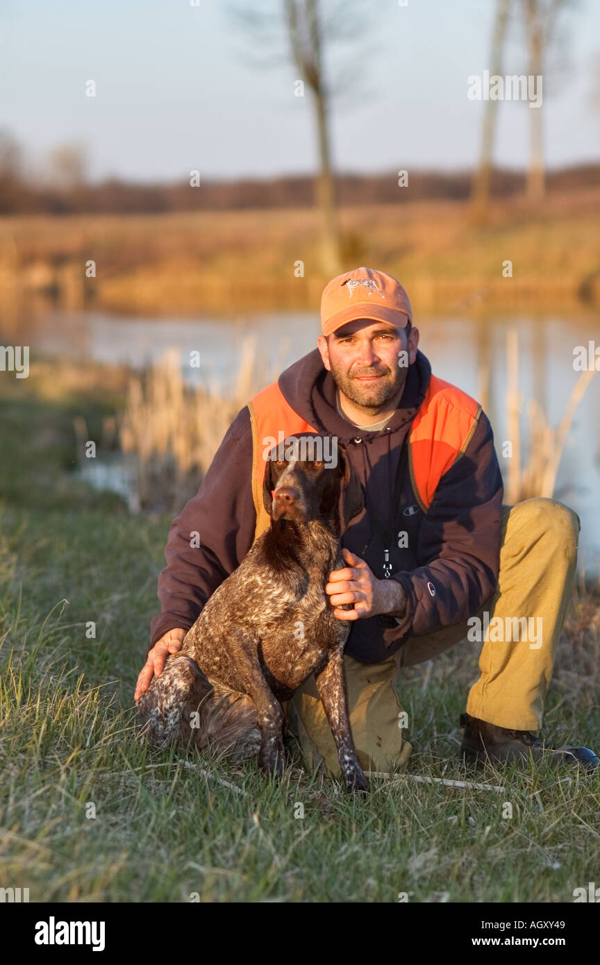 German Shorthair Pointer Owner At Hunt Test Waverly Indiana Stock Photo