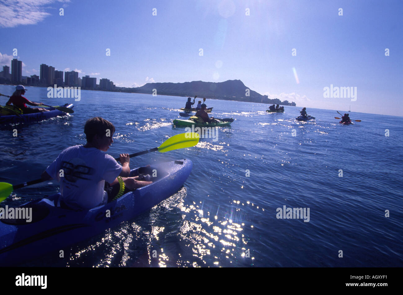 Kayaking Waikiki Oahu Hawaii Stock Photo Alamy