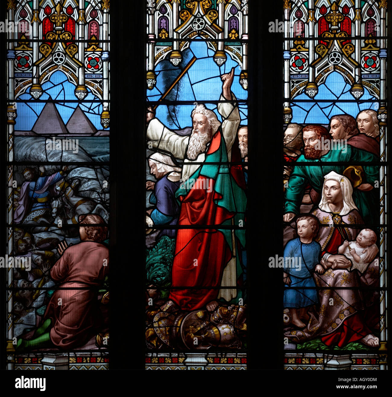 Stained Glass Window in Gloucester Cathedral Gloucestershire England