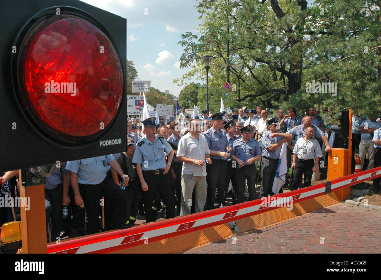 protest of polish uniformed services in Warsaw against bad working conditions and low pay Stock Photo
