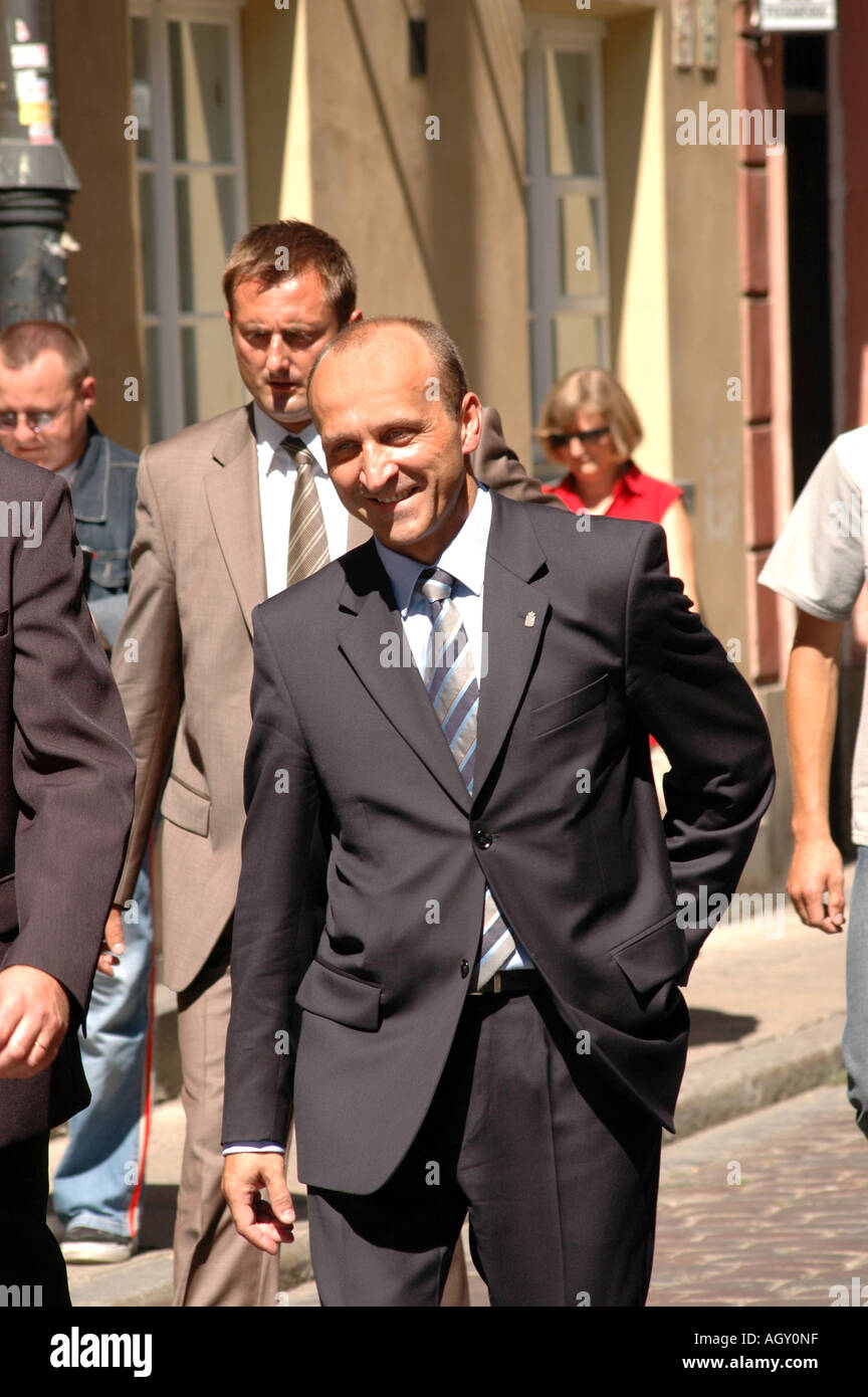 Kazimierz Marcinkiewicz Polish Former Prime Minister Walking On A Street In Warsaw Old Town Stock Photo Alamy